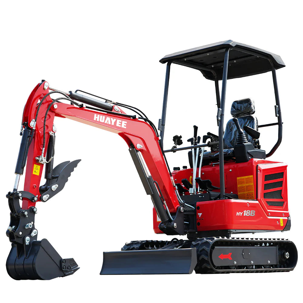 HUAYEE HY18B MINI EXCAVATOR W/ KUBOTA D722 DIESEL ENGINE, HYDRAULIC THUMB, HYDRUALIC SWING BOOM. WITH WARRANTY