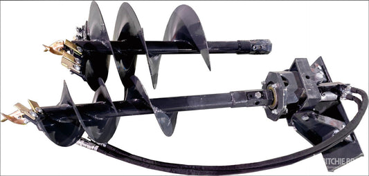 MINI SKID STEER AUGER WITH 12" & 18" BITS & FLAT FACE QUICK CONNECTS. (TORO STYLE MOUNT)