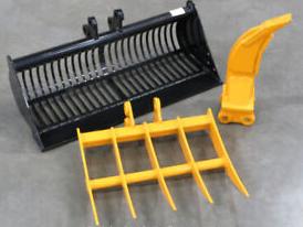 NEW MINI EXCAVATOR RAKE, RIPPER, SAND/SCREENING BUCKET 25MM PIN SIZING